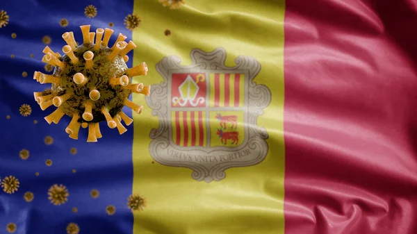 Andorran Flag Srowing Coronavirus 2019 Ncov 컨셉트 아시아의 도라에서 코로나 — 스톡 사진