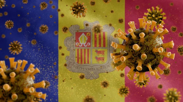 Bandeira Andorrana Acenando Conceito Coronavirus 2019 Ncov Surto Asiático Andorra — Fotografia de Stock