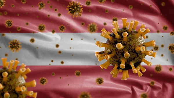 Австрійський Прапор Розмахує Coronavirus 2019 Ncov Концепція Азійський Спалах Австрії — стокове фото