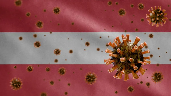 Австрійський Прапор Розмахує Coronavirus 2019 Ncov Концепція Азійський Спалах Австрії — стокове фото