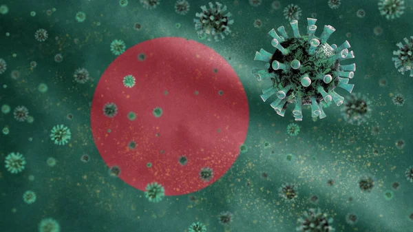 Σημαία Μπαγκλαντές Κυματίζει Ξέσπασμα Του Coronavirus Που Μολύνει Αναπνευστικό Σύστημα — Φωτογραφία Αρχείου