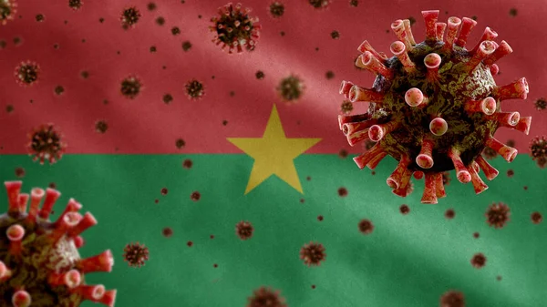 Griep Coronavirus Zwevend Boven Burkina Faso Vlag Een Ziekteverwekker Die — Stockfoto