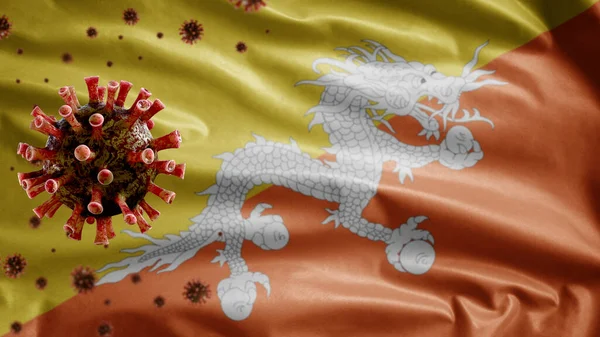 Bhutan Σημαία Κυματίζει Και Coronavirus 2019 Ncov Έννοια Ασιατική Έξαρση — Φωτογραφία Αρχείου