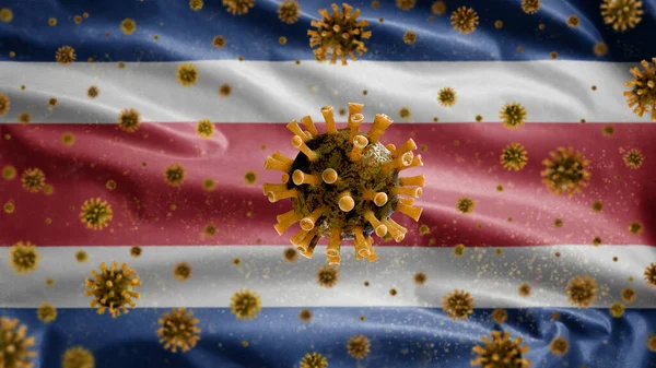 Flu Coronavirus Плаває Над Прапором Коста Рики Патогеном Який Вражає — стокове фото