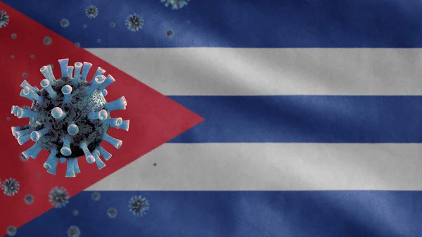 Кубинський Прапор Розмахує Коронавірус 2019 Ncov Концепція Азійський Спалах Кубі — стокове фото
