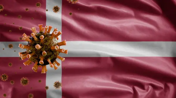 Bandeira Dinamarquesa Acenando Conceito Coronavirus 2019 Ncov Surto Asiático Dinamarca — Fotografia de Stock