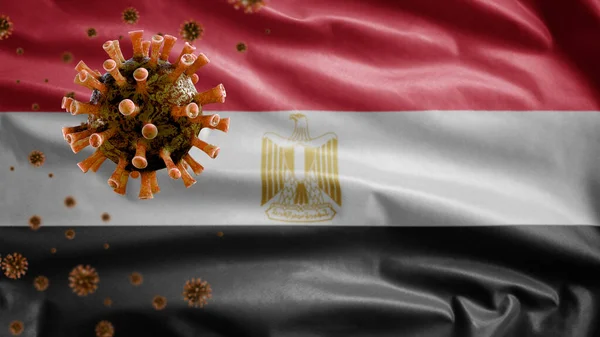 Egyptische Vlag Zwaaien Coronavirus 2019 Ncov Concept Aziatische Uitbraak Egypte — Stockfoto