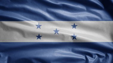 Rüzgarda sallanan Honduras bayrağı. Honduras afişini yakın çekin, yumuşak ve pürüzsüz ipek. Kumaş kumaş dokusu, Asteğmen. Ulusal gün ve ülke etkinlikleri konsepti için kullan..