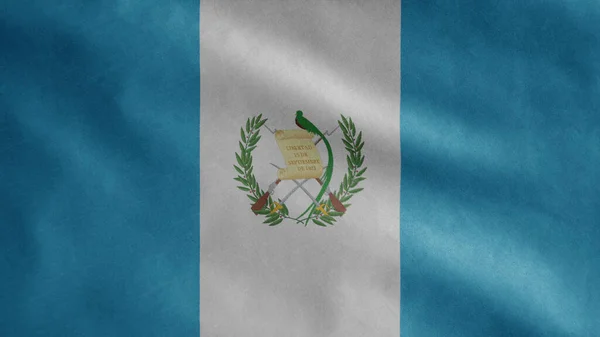 グアテマラの国旗が風になびく グアテマラのバナーを吹いて 柔らかくて滑らかな絹の閉じます 布生地の質感が背景を刻印 ナショナルデーや国の機会の概念のためにそれを使用する — ストック写真
