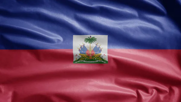 Гаїтянський Прапор Махає Вітром Закріплення Гаїтянського Прапора Який Гладенький Шовк — стокове фото
