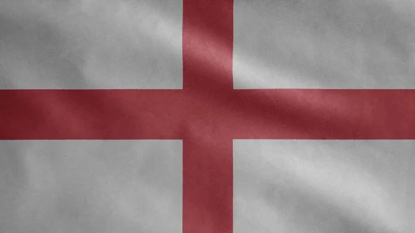 Englands Flagga Vinkar Vinden Närbild Engelska Banderoll Blåser Mjuk Och — Stockfoto