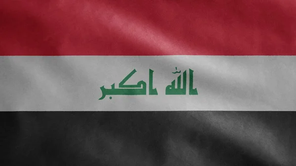 Bandera Iraquí Ondeando Viento Primer Plano Bandera Irak Que Sopla — Foto de Stock