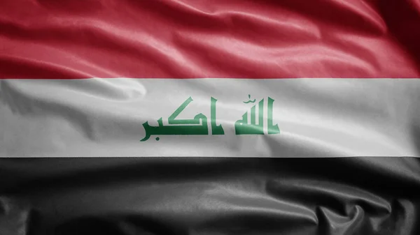Irakische Flagge Weht Wind Nahaufnahme Des Wehenden Irakischen Banner Weiche — Stockfoto