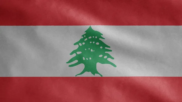 レバノンの国旗が風になびく レバノンのバナーを吹いて 柔らかく滑らかなシルクを閉じます 布生地の質感が背景を刻印 ナショナルデーや国の機会の概念のためにそれを使用する — ストック写真