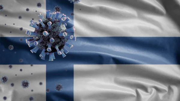 Размахивание Финским Флагом Концепция Коронавируса 2019 Ncov Азиатская Вспышка Финляндии — стоковое фото
