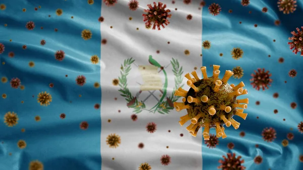 Ιός Γρίπης Που Επιπλέει Πάνω Από Σημαία Της Γουατεμάλας Ένα — Φωτογραφία Αρχείου