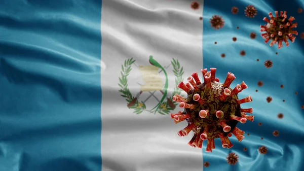 Гватемальський Прапор Розмахуючи Коронавірусом Спалаху Інфекції Дихальної Системи Небезпечного Грипу — стокове фото