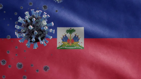 Гаїтянський Прапор Розмахує Коронавірус 2019 Ncov Концепція Азійський Спалах Гаїті — стокове фото
