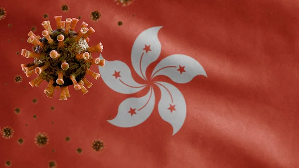 Hongkong Flag Waving Coronavirus 2019 Ncov Concept Asian Outbreak Hong — Stock Photo, Image