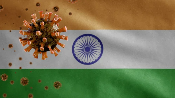 Bandera India Ondeando Coronavirus 2019 Ncov Concepto Brote Asiático India — Foto de Stock