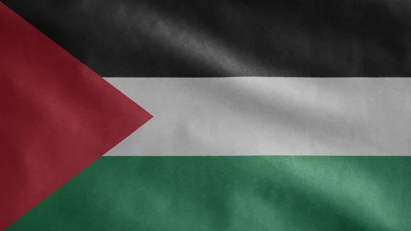 Palestinian Flag Waving Wind Close Palestine Banner Blowing Soft Smooth — Stock Photo, Image