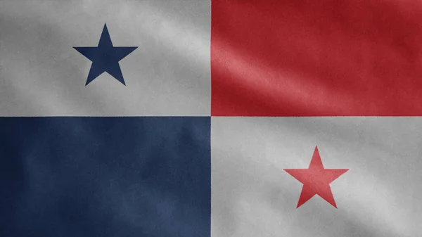 Panamese Vlag Wapperend Wind Sluiten Van Panama Spandoek Blazen Zacht — Stockfoto