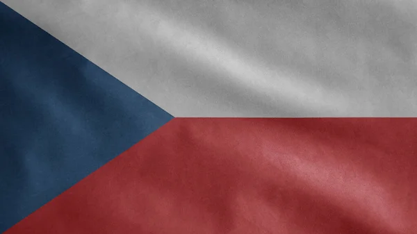 Tsjechische Vlag Wappert Wind Close Van Tsjechische Vlag Blazen Zacht — Stockfoto