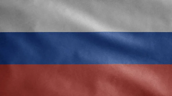 Ruská Vlajka Vlaje Větru Detailní Záběr Ruského Praporu Měkké Hladké — Stock fotografie