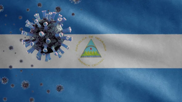Размахивание Флагом Никарагуа Концепция Coronavirus 2019 Ncov Азиатская Вспышка Никарагуа — стоковое фото