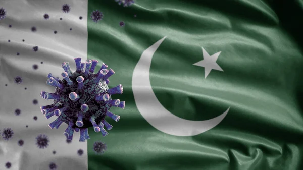 Pakistansk Flagga Viftar Och Coronavirus 2019 Ncov Koncept Asiatiskt Utbrott — Stockfoto