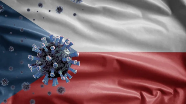 Bandera Chequia Ondeando Coronavirus 2019 Ncov Concepto Brote Asiático República —  Fotos de Stock