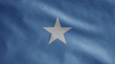 Rüzgarda sallanan Somali bayrağı. Somali afişini yakın çekin, yumuşak ve pürüzsüz ipek. Kumaş kumaş dokusu, Asteğmen. Ulusal gün ve ülke etkinlikleri konsepti için kullan..