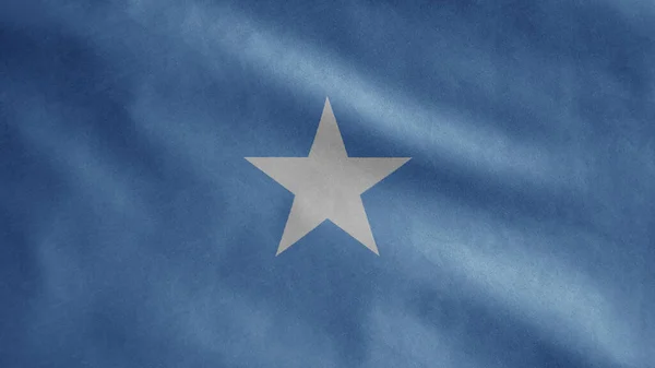 Somalisk Flagga Viftar Vinden Närbild Somaliska Banderoll Blåser Mjuk Och — Stockfoto