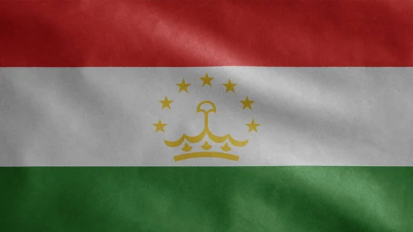 Tajikistani Flag Waving Wind Close Tajikistan Banner Blowing Soft Smooth — Stock Photo, Image