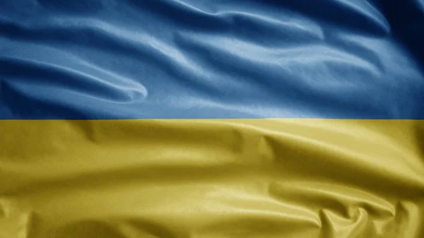Ukrajinská Vlajka Vlála Větru Detailní Záběr Ukrajina Prapor Foukání Měkké — Stock fotografie