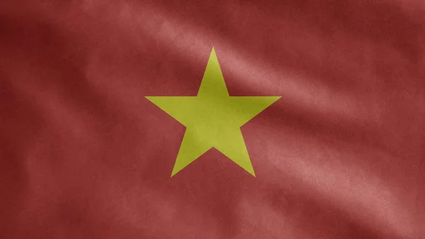 Vietnamese Vlag Wapperend Wind Sluiten Van Vietnam Spandoek Blazen Zacht — Stockfoto