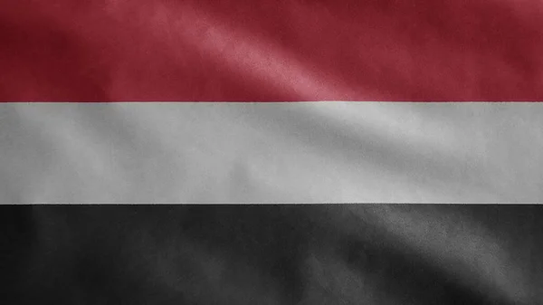 Jemenitische Flagge Weht Wind Großaufnahme Des Jemen Banner Weht Weiche — Stockfoto