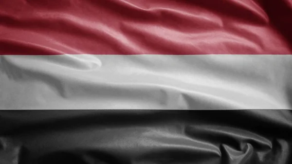 Jemenitische Flagge Weht Wind Großaufnahme Des Jemen Banner Weht Weiche — Stockfoto