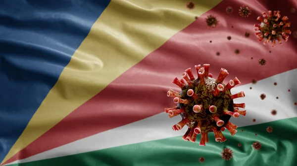 Seychelles Bandera Ondeando Coronavirus 2019 Ncov Concepto Brote Asiático Seychelles — Foto de Stock