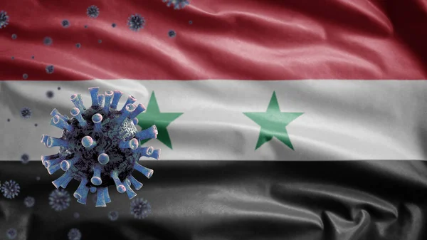 Bandera Siria Ondeando Concepto Coronavirus 2019 Ncov Brote Asiático Siria — Foto de Stock