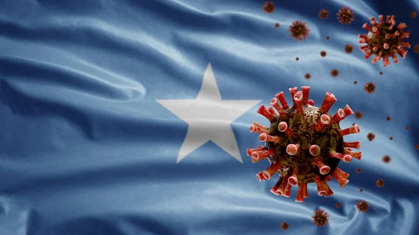 Сомалійський Прапор Розмахуючи Коронавірусом Який Заражає Дихальну Систему Небезпечним Грипом — стокове фото