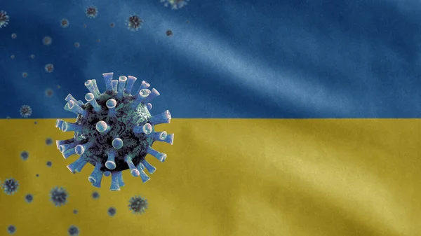 Ukrainian Flag Waving Coronavirus 2019 Ncov Concept Asijská Epidemie Ukrajině — Stock fotografie