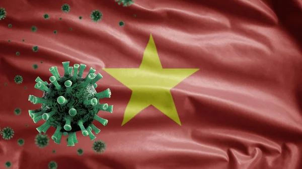 Bandeira Vietnamita Acenando Conceito Coronavirus 2019 Ncov Surto Asiático Vietname — Fotografia de Stock
