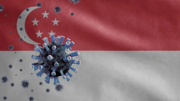 Singaporese Vlag Zwaaien Coronavirus 2019 Ncov Concept Aziatische Uitbraak Singapore — Stockfoto
