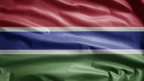 Bandera Gambia Ondeando Viento Primer Plano Bandera Gambia Que Sopla — Foto de Stock
