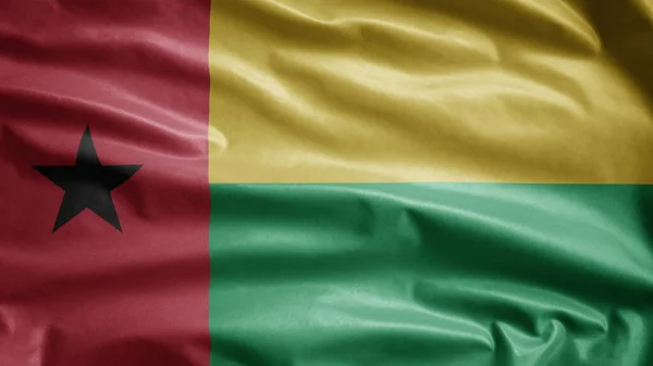 Gwinejska Flaga Bissau Powiewa Wietrze Zbliżenie Gwinei Bisau Sztandar Dmuchanie — Zdjęcie stockowe