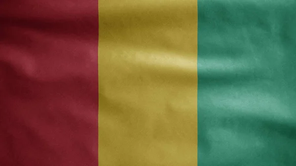 Guineai Zászló Lengett Szélben Közel Guinea Banner Fúj Puha Sima — Stock Fotó