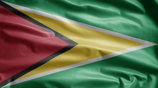 Vlag Van Guyana Wappert Wind Close Van Guyana Spandoek Blazen — Stockfoto