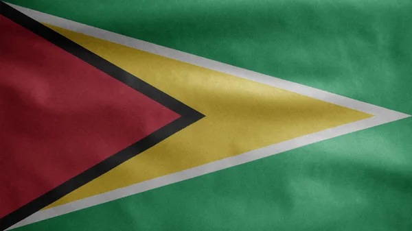 Bandeira Guianesa Acenando Vento Close Bandeira Guiana Soprando Seda Macia — Fotografia de Stock