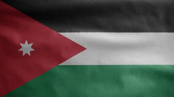 Jordan Flag Waving Wind Close Jordania Banner Blowing Soft Smooth — Stock Photo, Image